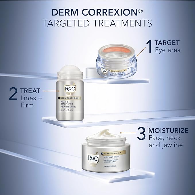 RoC Derm Correxion Retinol Firming Serum Stick with Antioxidants to Visibly Tighten and Firm Wrinkles and Laugh Lines 1.0 oz plus Retinol Eye Cream Packette