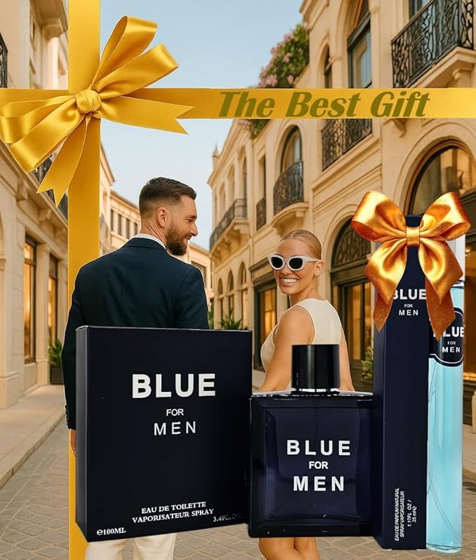 Blue For Men &amp Play Red 04-Piece Set Cologne for Men 2x100ml &amp Mini Perfume 2x35ml Eau de Toilette long-lasting cranberry sage &amp pink pepper notes for daytime Travel perfume bottle