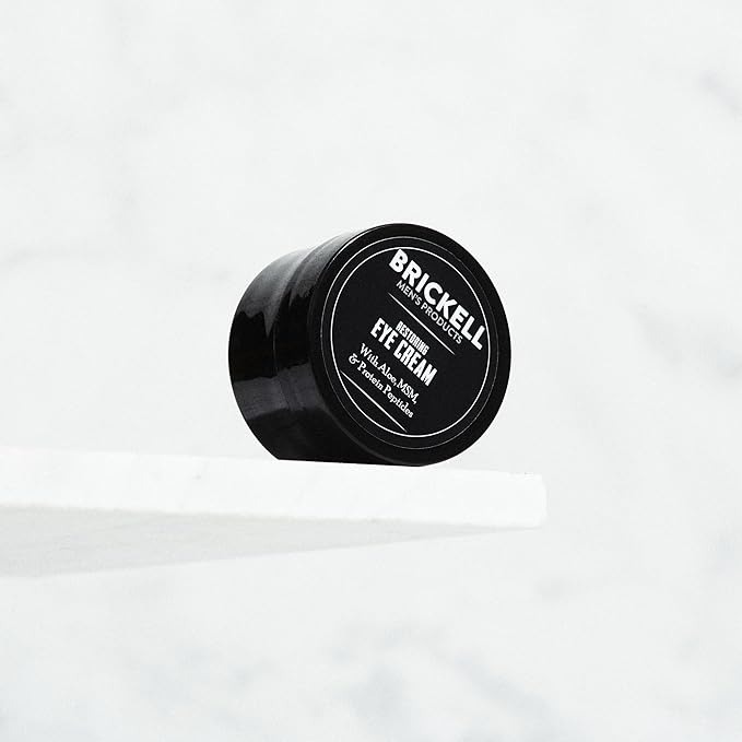 Brickell Men's Restoring Under Eye Cream for Men Natural and Organic Anti Aging Eye Balm To Reduce Puffiness Wrinkles Dark Circles Crows Feet and Under Eye Bags 0.5 Ounce Unscented