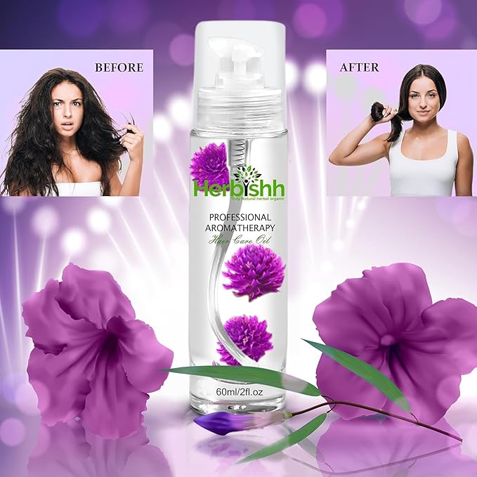Herbishh Light Brown Hair Color Shampoo - 3-In-1 Magic Dye for Gray Hair 500 Ml + Essential Flower Hair Oil - Organic Formula for Dry Damaged Hair 60 ML