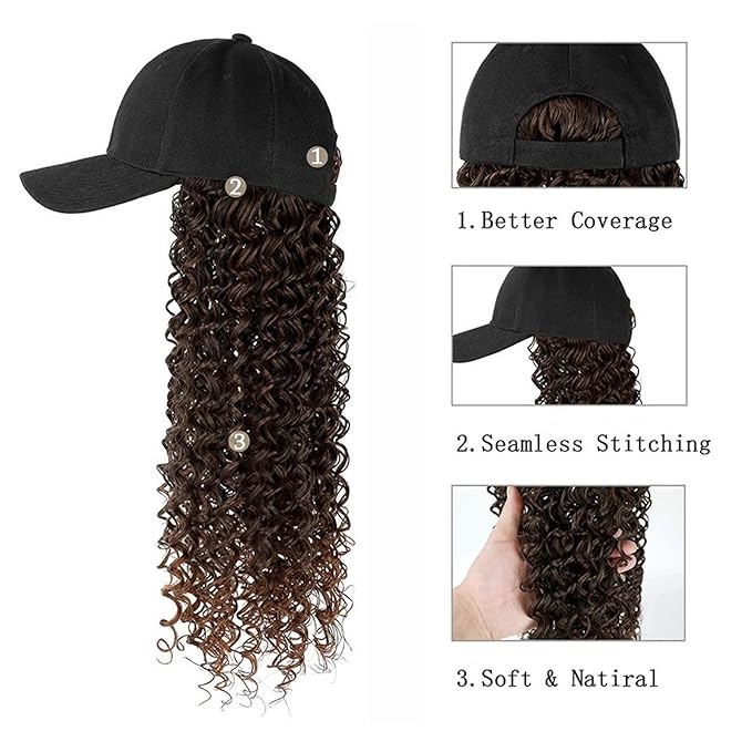 Hat Wig Baseball Cap Wig Extensions Adjustable Wig Hat Attached African Kinky Curly Hairpiece Braiding wig
