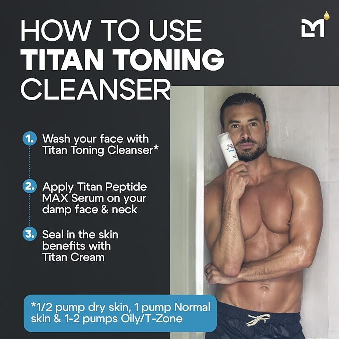 Titan Anti-Aging Mens Face Wash ? For Men Cleanse Hydrate Revitalize ? Gentle Exfoliating Face Cleanser ? Men Skin Care ? Herbal Extracts Ceramides Peptides All Skin Types ? Unscented