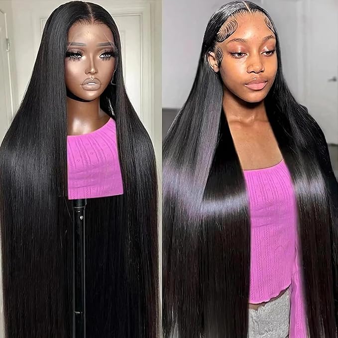 BELE 13x4 Lace Front Wigs Human Hair 24 Inch 200% Density Pre Plucked Brazilian Virgin Straight Skinlike Real Hd Lace Frontal Wigs Human Hair Glueless Straight Lace Front Wigs for Women Natural Color