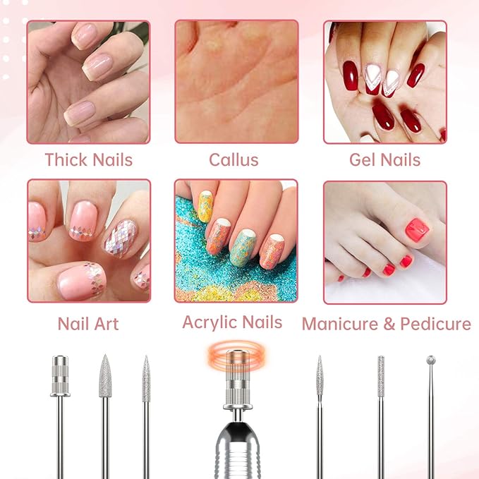 Delanie Professional Portable Electric Nail Drill Machine 35000 RPM Rechargeable Cordless Nail Filer Electric Nail File Efle for Dip Powder Acrylic Gel Nail Salon Nail Tool Rose Gold