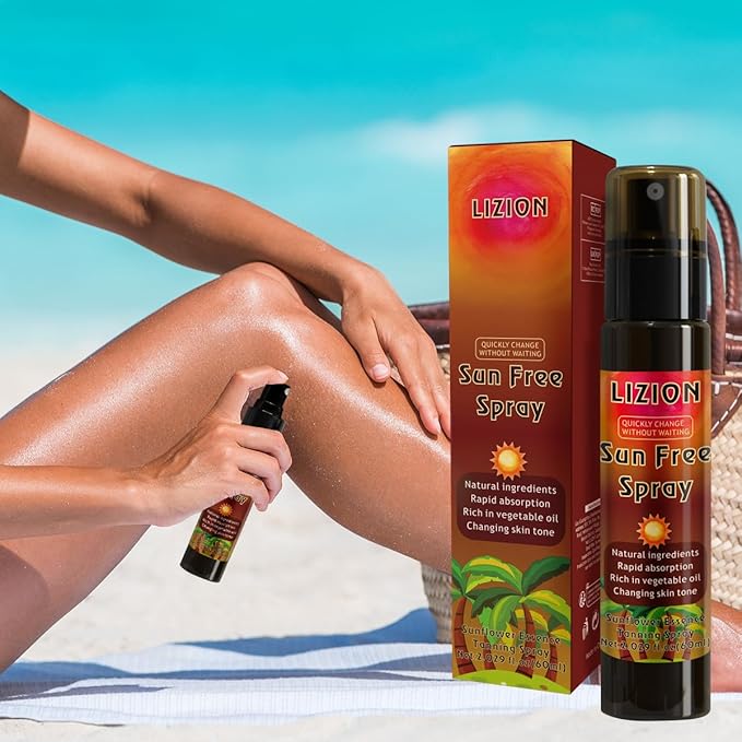 Sun Free Spray Self Tanning Set Natural Sunflower Essence Add olive sweet almond rose oil with Application Mitt Suitable For All Skin Types Waterproof sweat proof- 2.0 fl oz by one