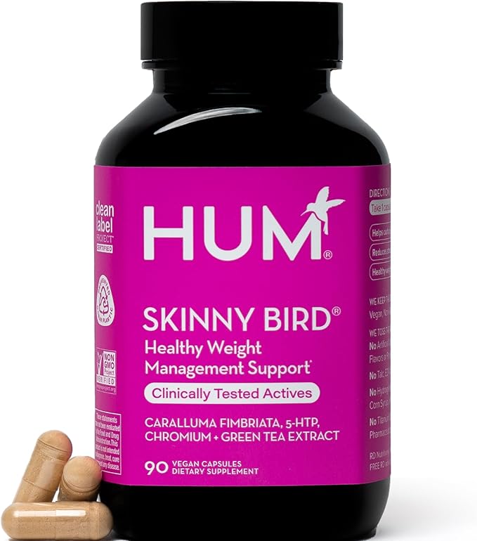 HUM Skinny Bird Green Tea Extract Appetite Support for Women with 5HTP Chromium Caralluma Fimbriata Gluten Free and Vegan Green Tea Extract Capsules Supplements for Women 90 Capsules