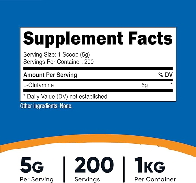 Nutricost L-Glutamine Powder 1 KG - Unflavored Non-GMO Gluten Free