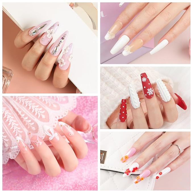 COSCELIA Acrylic Nail Kit for Beginners with Everything 4PC Acrylic Powder 24 PCS Glitter Powder Professional Nail Drill Light Rhinestones Tips Set Christmas Gifts for Women