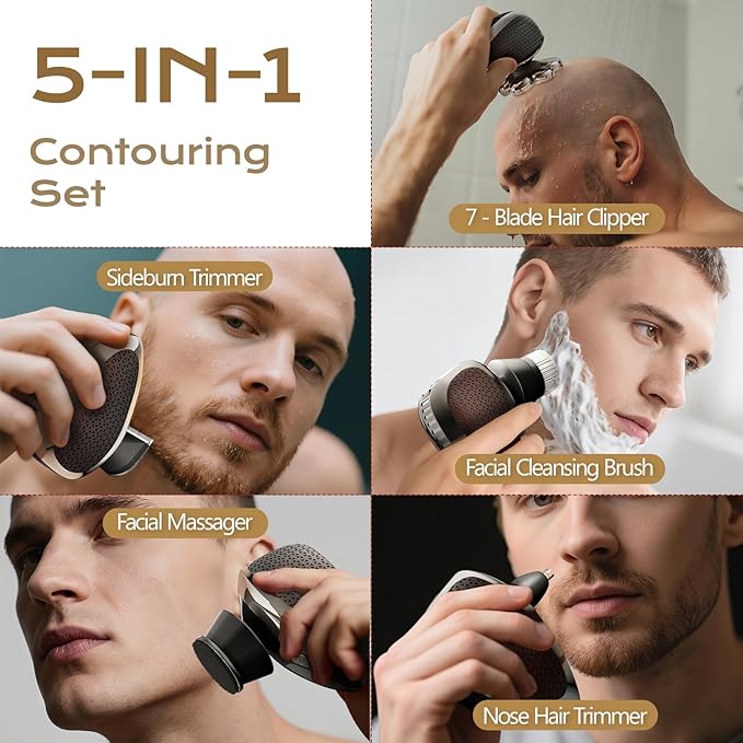 7D Head Shavers for Bald Men Water Proof Electric Razor for Men with LED Display Detachable Wet/Dry Anti-Pinch Head Shavers Shaving Grooming Kit for Balder Perfect for Home &amp Travel