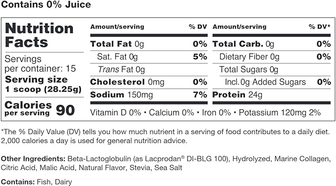 Clear Protein &amp Collagen Peptides Protein Powder Drink Mix - Naturally Sweetened &amp Flavored Gluten Free Lactose Free - Protein + Marine Collagen - 15 Servings (Watermelon Lime)