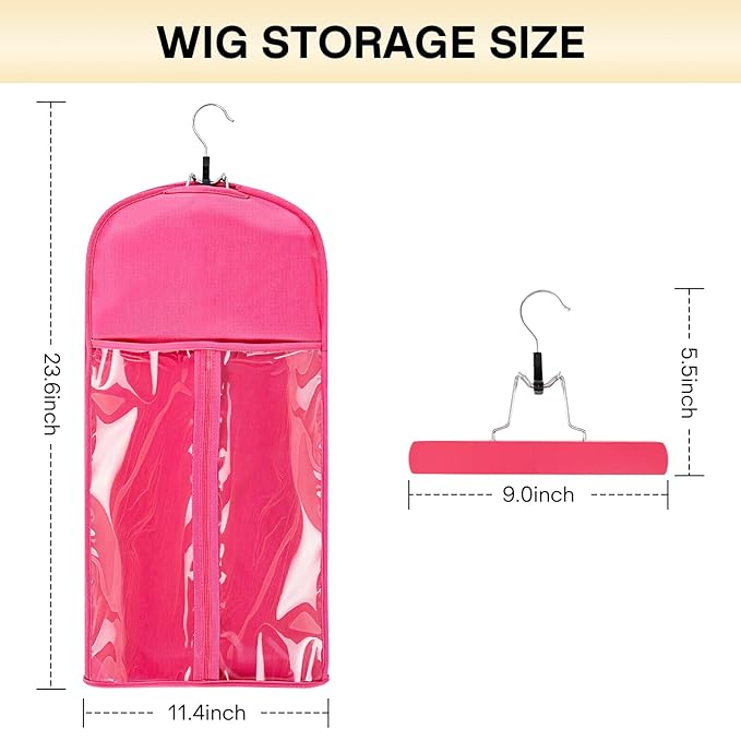 VARIPOWDER 10pcs Wig Storage Bags with Hanger Hair Extensions Storage for Multiple Wigs Dust-Proof Wigs Bag with Strong Holder Home Travel Closet Wigs &amp Accessories