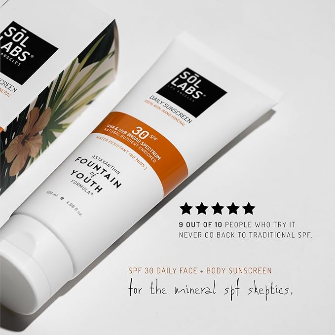 Natural Mineral Sun Screen SPF 30 for Face &amp Body ? Lightweight Hydrating &amp Moisturizing Sunscreen ? Daily Sunscreen Moisturizer No White Cast Zinc Oxide Reef-Safe Korean Skin Care