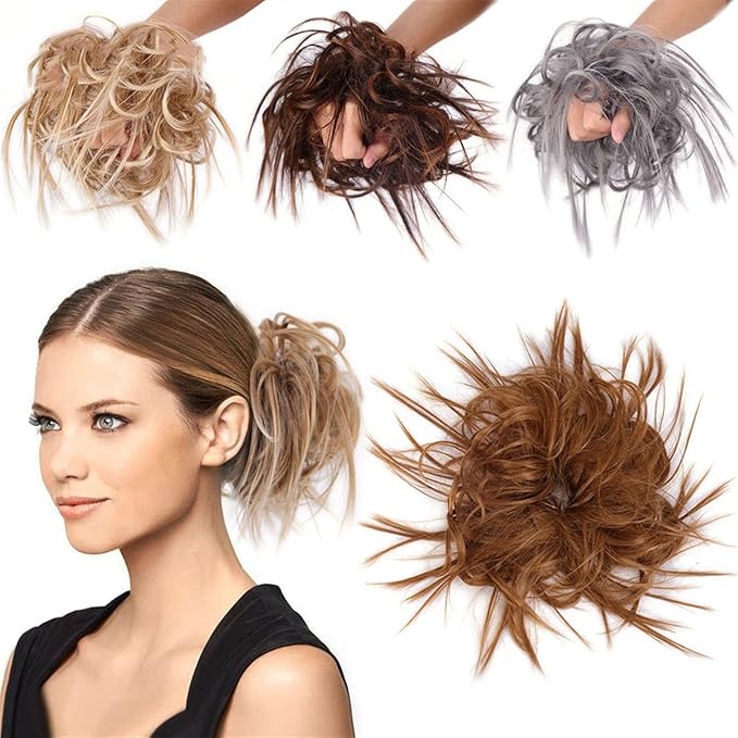 SONGCHAO Fake Hair Bun Messy Bun Hair Slice Ponytail Hair Extensions with Elastic Rubber Band Synthetic Fluffy Bun Women Wig Hair Bun Hair Accessories (Color : 005)