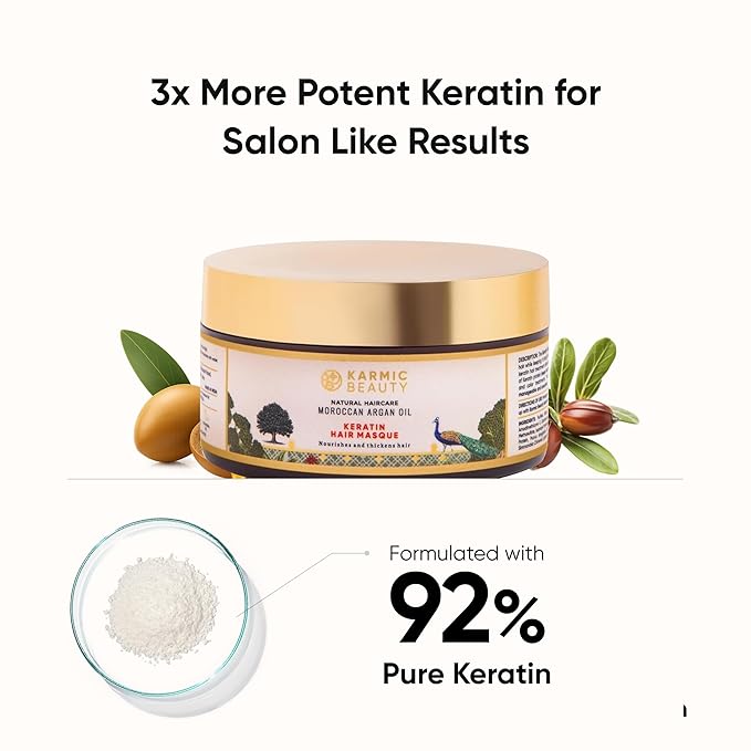 100% Organic Moroccan Argan Oil &amp Natural Keratin Masque | For Dry Damaged &amp Color Treated Hair | Cold Prerssed Oils for Deep Nourishment | Sulfates Parabens &amp Cruelty Free | 7 oz