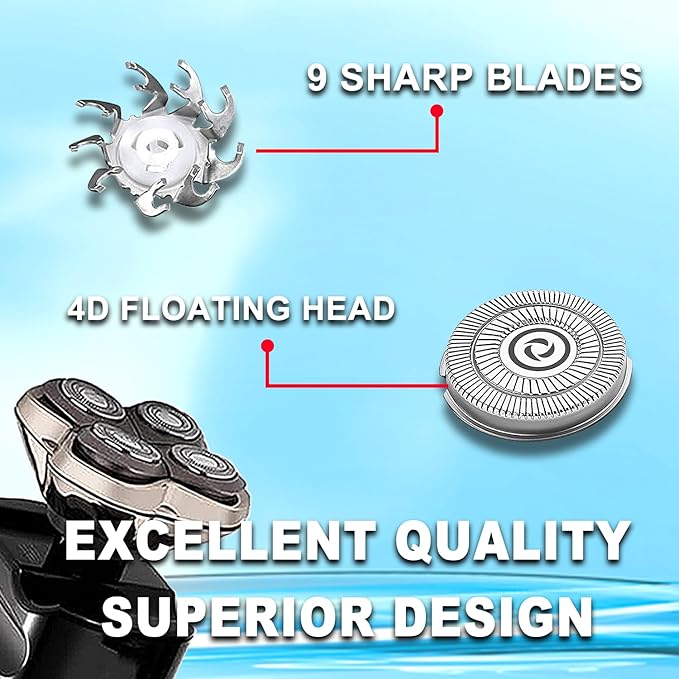 Head Shaver Replacement Heads Compatible with Sk-ull Shaver Pitbull Gold PRO Pitbull Silver PRO Palm Pitbull Platinum PRO Electric Razor Replacement head for Superior Shaving (12 PACKS)