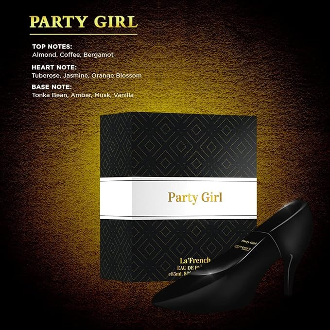 La French Party Girl Perfume for WomenBest Long-Lasting Perfume for Women Ladies Perfume Perfume for Girls Best Gift for Girls Notes of Almond Damask Rose and Orange Blossom (85ML)
