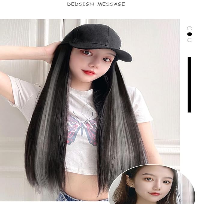 Women's Hat wig Duck Tongue hat collarbone Hair Straight hair inner Buckle wig Baseball Cap Sun Hat Wave Curly Hair