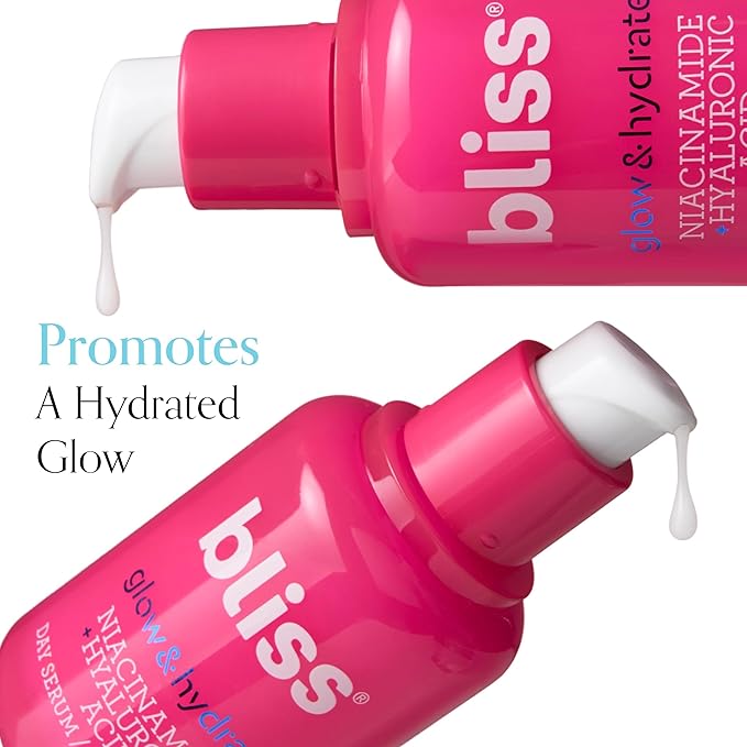Bliss Glow &amp Hydrate Serum - Niacinamide + Hyaluronic Acid Serum - 1 Fl Oz - Improves Dullness Hydrates Replenishes &amp Defends Skin - Lightweight Hydration - Clean - Vegan &amp Cruelty Free