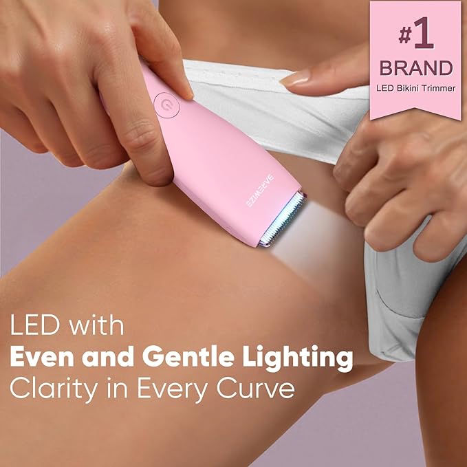 Bikini Trimmer for Women Pubic Hair Trimmer | Waterproof USB-C Rechargeable LED Light Replaceable Blade | Electric Razors for Women Electric Lady Shaver (Rose)