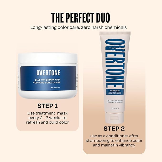 Overtone Semi Permanent Hair Color Conditioner Indigo Iris 8 oz Nourishing Damage-Free Color Depositing Mask for All Hair Types with Shea Butter &amp Coconut Oil Vegan &amp Cruelty-Free
