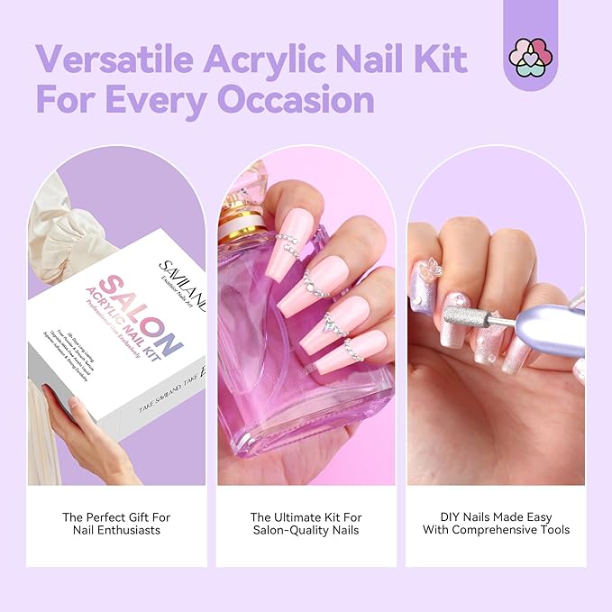 SAVILAND Acrylic Nail Kit with Drill: Professional Salon Nails Kit with Everything Acrylic Powder and Liquid Set Nail Brush Forms Top Gel &amp Manicure Tools Kit for DIY Extension Carving Home Use
