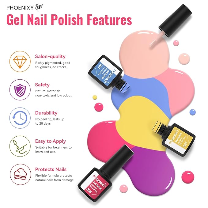 phoenixy 53 Pcs Gel Nail Polish Kit with U V light and Drill 35 Colours Gel Polish with 5 Pcs Base Top Coat Manicure Starter Nail Polish Set Christmas Gifts for Women ST9014