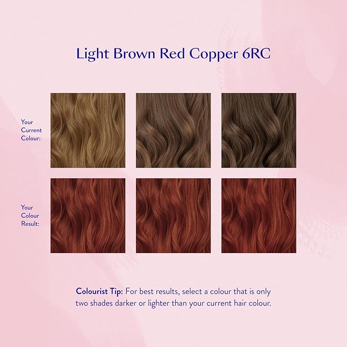eSalon Permanent Hair Color &amp Hair Dye Complete Kit - Personal Colorist Kit for Up To 100% Gray Coverage for All Hair Types - Professional-Grade Ammonia-Free Hair Dye (Light Brown Red Copper 6RC)