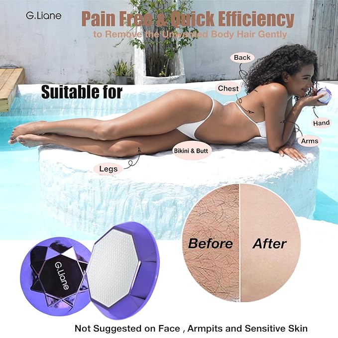 Crystal Hair EraserPainless Nano Hair Remover ExfoliationGentle and Efficient Glass Hair Removal Device Without WaxingNatural Epilator for Women and Men(Violet)