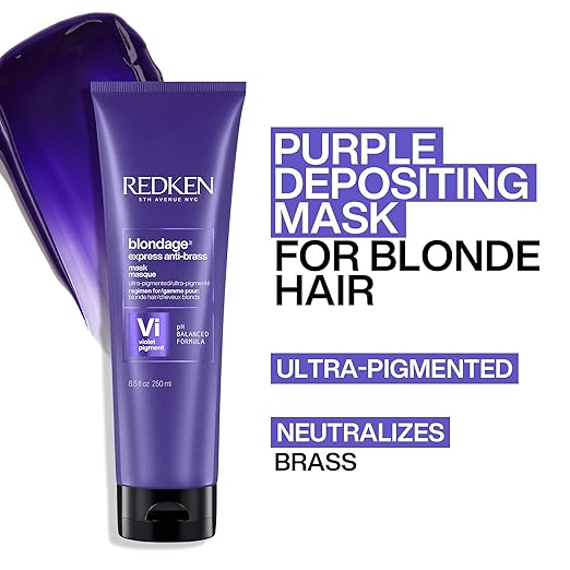 Redken Blondage Express Anti-Brass Mask For Blonde &amp Highlighted Hair - Ultra-Pigmented Purple Mask For Blonde Hair