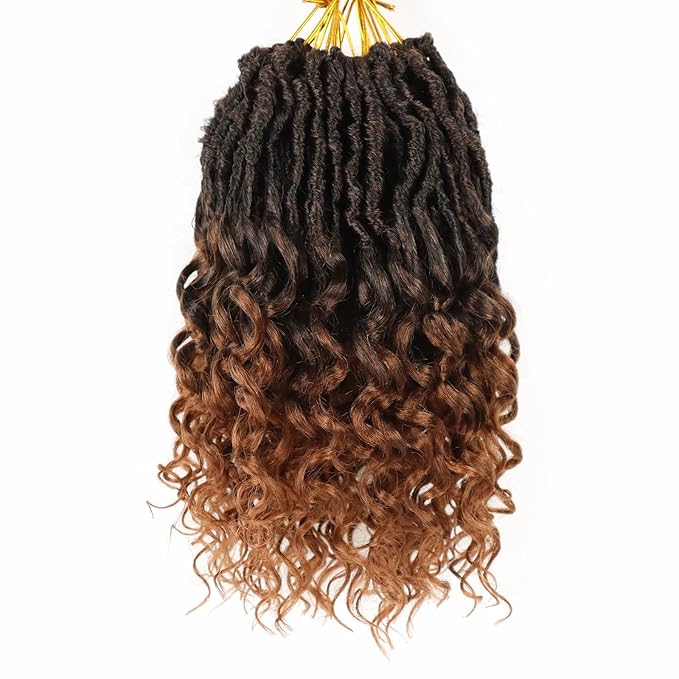 Deep Faux Locs Crochet Hair 10 Inch 8 Packs Goddess Locs Faux Locs Soft Locs Crochet Braids with Curly Ends Pre Looped Deep Wavy Crochet Hair for Black Women (T30)