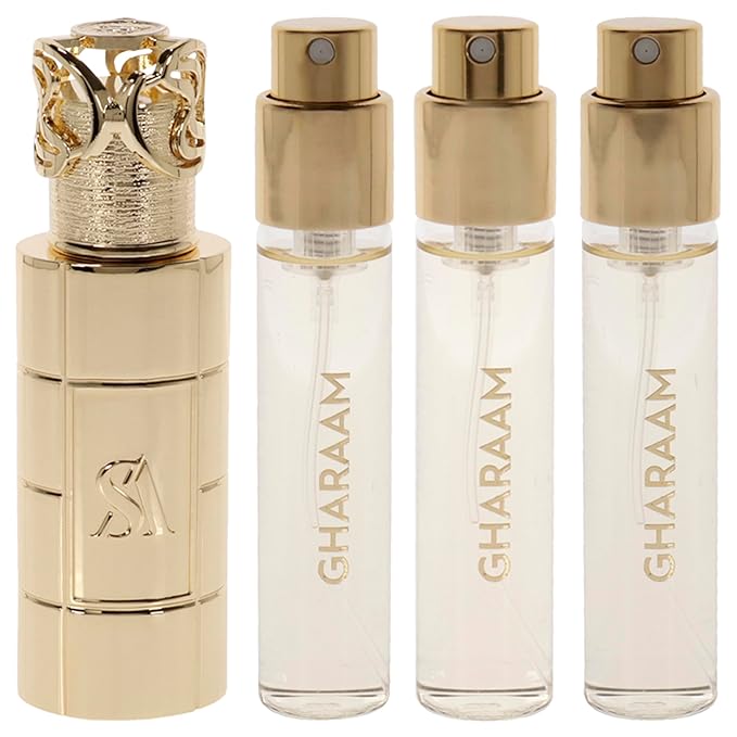 Swiss Arabian Gharaam for Unisex - 4 Pc Mini Gift Set 3 x 10ml Perfume Spray 1 Metal Case