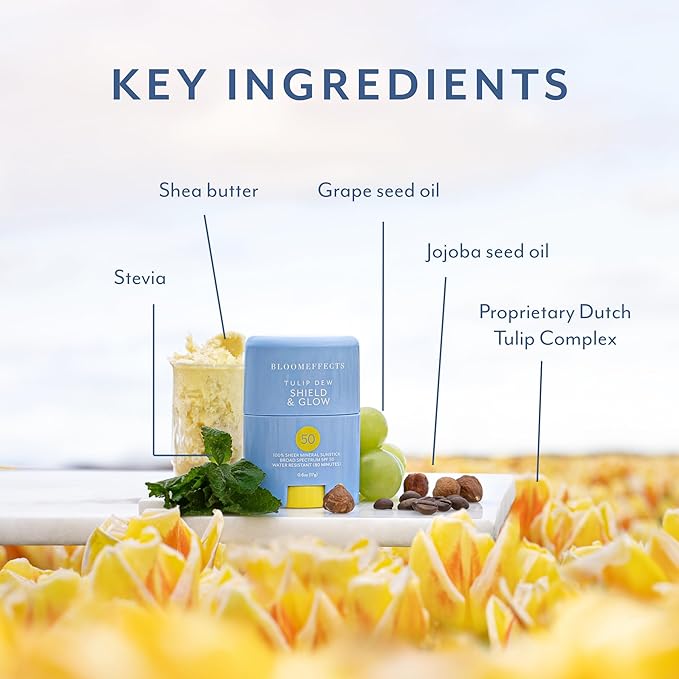 Bloomeffects - Tulip Dew Shield &amp Glow SPF Sunstick with Broad Spectrum Mineral SPF 50 (Water-Resistant Up To 80 Minutes) | Cruelty-Free Clean Beauty (0.6 oz | 17 g)