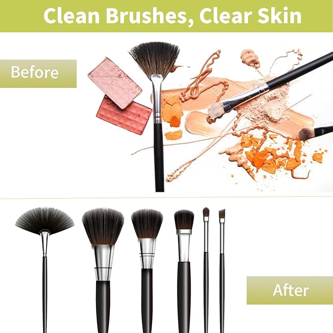 Electric Makeup Brush Cleaner and Dryer Portable Automatic Brush Cleaner with 3 Power Levels Fast Motor Speed 5 Rubber Collars Rechargeable Quick Clean &amp Dry for Makeup Brushes