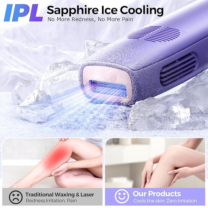 Laser Hair Removal with 5??Ice Cooling Painless IPL Laser Hair Removal Device for Women &amp Men 999999 Flashes 5 Levels 2 Modes Permanent At-Home Hair Removal for Face &amp Body with 3 in 1