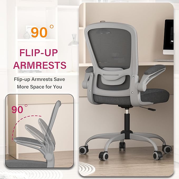 Mimoglad Office Chair Ergonomic Desk Chair with Adjustable Lumbar Support High Back Mesh Computer Chair with Flip-up Armrests-BIFMA Passed Task Chairs Executive Chair for Home Office