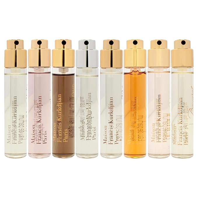 Maison Francis Kurkdjian The Fragrance Wardrobe For Her for Women - 8 Pc Gift Set 8 x 0.37oz EDP Spray Aqua Media Cologne forte A la rose 724 Petit Matin Gentle Fluidity Gold OUD Satin