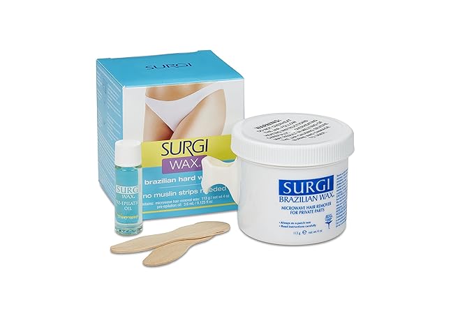 Surgi Wax Brazilian Hard Wax Waxing Kit for Private Parts 4 Ounce Boxes (Pack of 3)