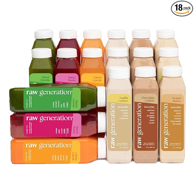 Raw Generation Protein Cleanse ? 3-Day Juice &amp Smoothie Cleanse for Weight Loss Lean Muscle Reduced Bloating &amp Increased Energy ? 18 Bottles to Support Workouts and Reset Your Diet