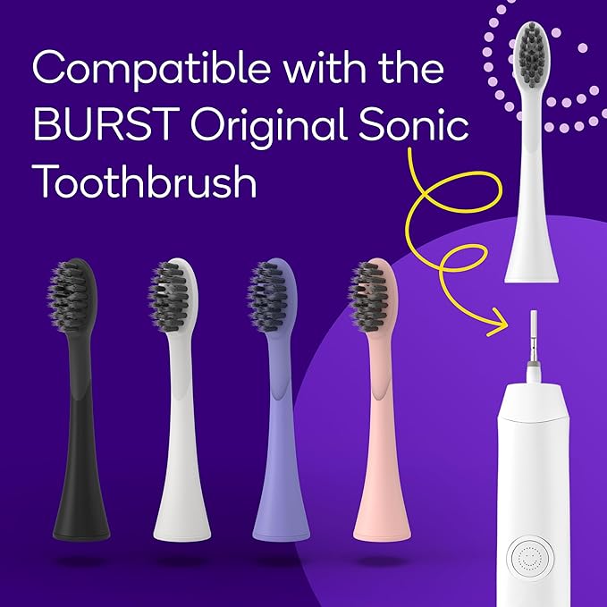 BURST Genuine Replacement Heads for Original Sonic Electric Toothbrush (White/3 Pack) | Ultra Soft Bristles for a Deep Clean | Stain &amp Plaque Removal
