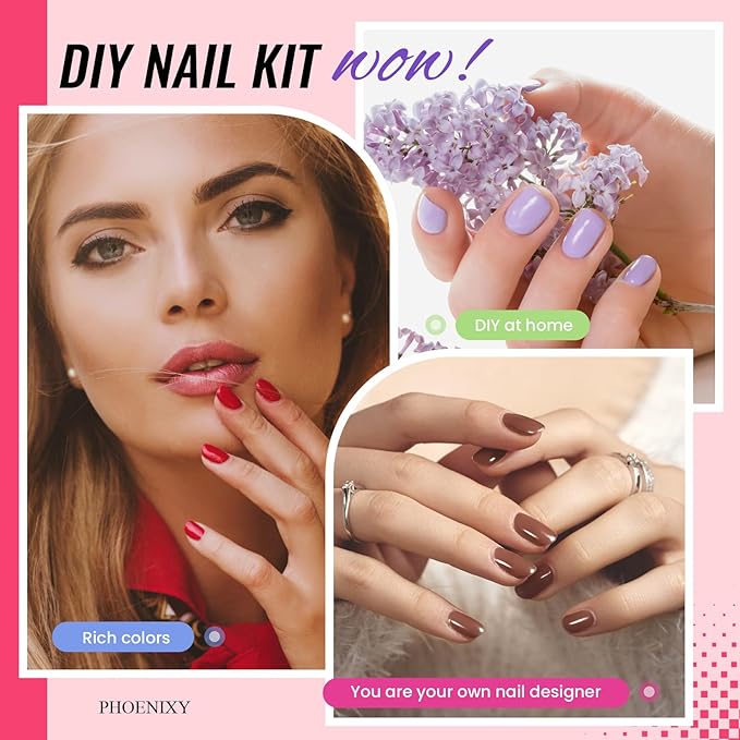 phoenixy 53 Pcs Gel Nail Polish Kit with U V light and Drill 35 Colours Gel Polish with 5 Pcs Base Top Coat Manicure Starter Nail Polish Set Christmas Gifts for Women ST9014