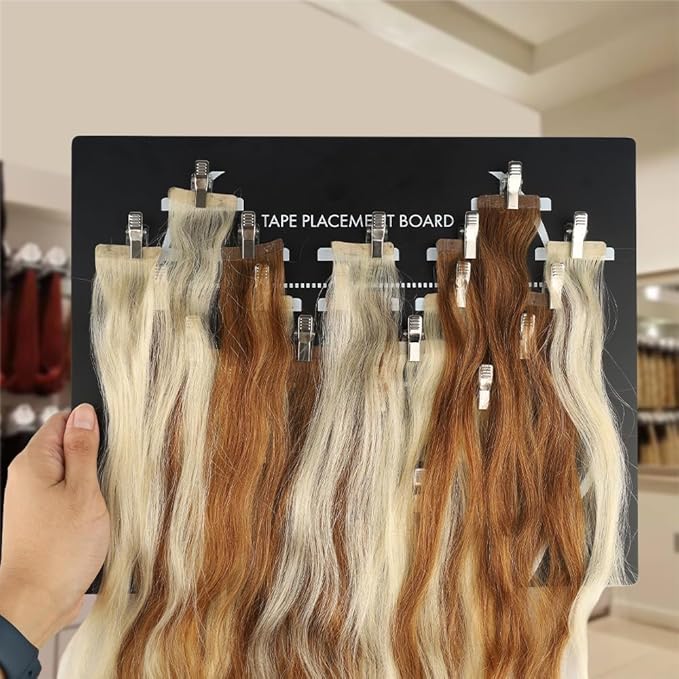 Hair Extension Tape In Placement Board Acrylic Hair Extensions Hanger Carrier Hair Display Holder Rack with Clips Clip In Wig Hairpieces