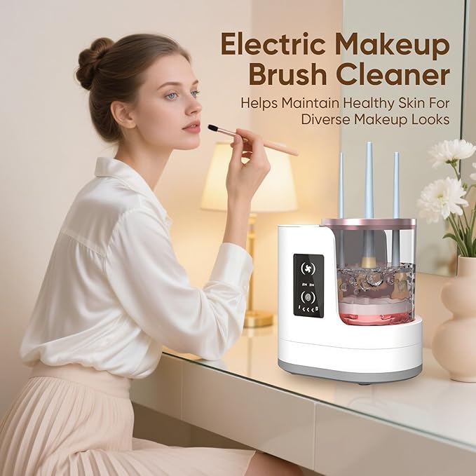 Electric Makeup Brush Cleaner 3-in-1 Automatic Brush Cleaning Machine Dual-Direction Cleaning Adjustable Drying Fits All Brush Sizes Efficient &amp Quick (Upgraded 2025 Edition)