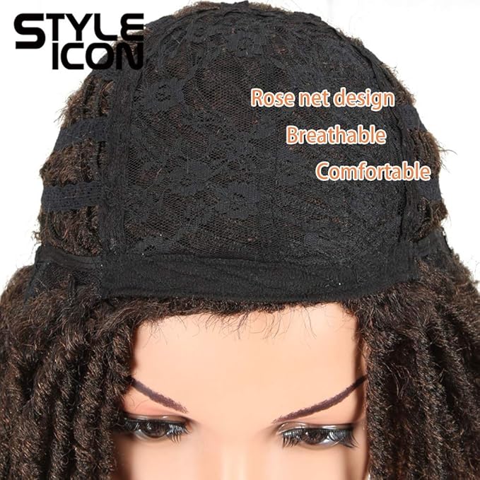 Style Icon 6 Short Dreadlock Wig Twist Wigs for Black Women Short Curly Synthetic Wigs (6 T1B/30)