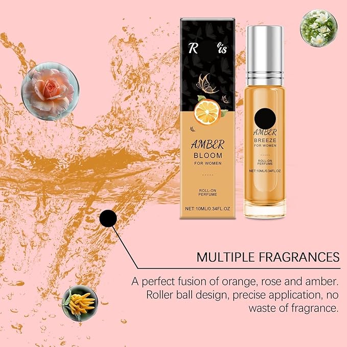 Orange Scented Roll-On Perfume - Natural Long-Lasting &amp Refreshing Fragrance For Daily Wear Couples Dates(3PCS)