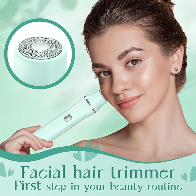 Pubic Hair Trimmer Women for Bikini Area &amp Body - Electric Razor Shaver with Ceramic Blade Detachable Head Waterproof IPX7 Battery Indicator Fast Charging Wet/Dry Groomer Set - Green