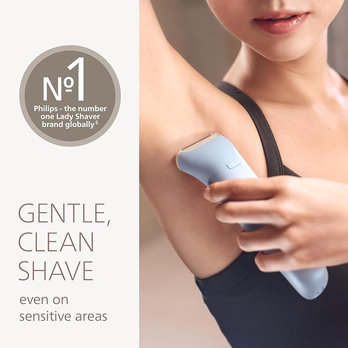 Philips Lady Shaver Series 6000 - Cordless Wet &amp Dry Electric Shaver 3-Blade Shaving System for Legs &amp Body 80 Mins. Runtime Model BRL127/00