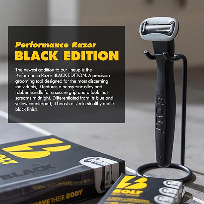 Performance Razor - Black Edition - 5-Blade Swedish Steel - Aloe &amp VIT E - Zinc Handle - Smooth Shave Kit - 2 Cartridges