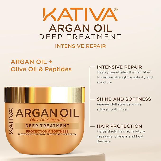 KATIVA Argan Hair Mask 10 oz 2-Pack ? Deep Repair Hair Treatment with Organic Argan Oil Olive &amp Peptides ? Intense Hydration for Dry Damaged Hair ? Deep Conditioner for All Hair Types