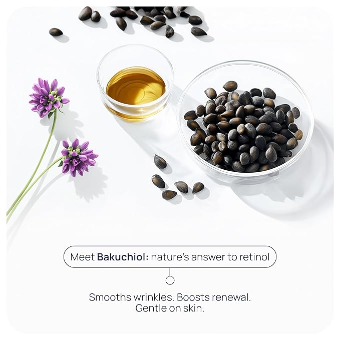 PUREANCE Organic Bakuchiol Plumping Serum - Bakuchiol for Face Skin and Wrinkles - Cellular Restore Serum - With Jojoba Oil Sea Buckthorn Camu Camu Babchi Maple Leaf Extracts &amp More - 1 Fl Oz