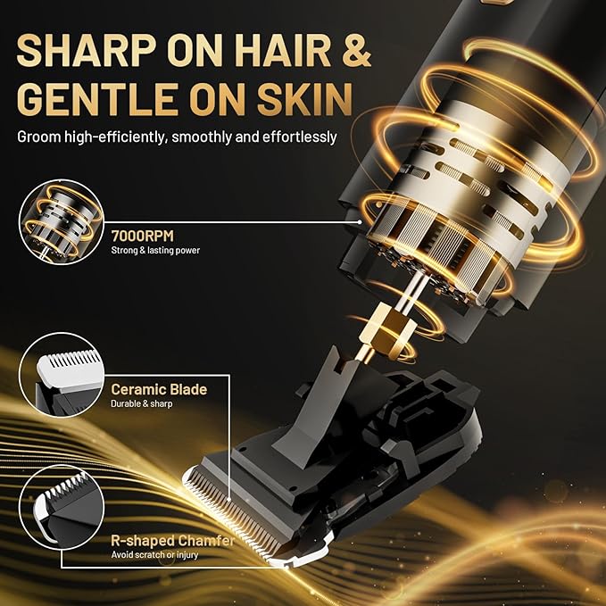 Electric Razor for Men IPX7 Waterproof Versatile Shaver for Temple Groin Nose Ear Hairs Beard Body Hair Trimmer Painless Grooming Kit with 2 Replaceable Heads Birthday Gifts for Men